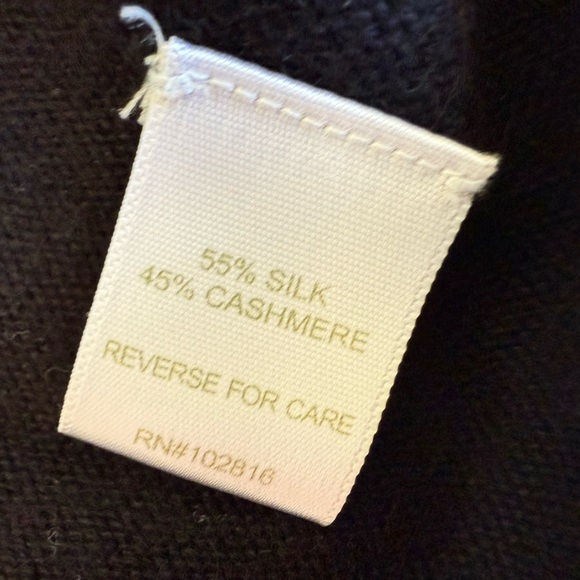 Garnet Hill Womens Black Silk Cashmere Cardigan Sweater Tie Neck Small 1469 - Picture 3 of 3